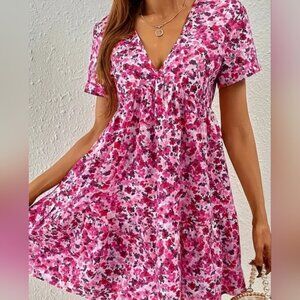 Boho Floral print V-neck Dress